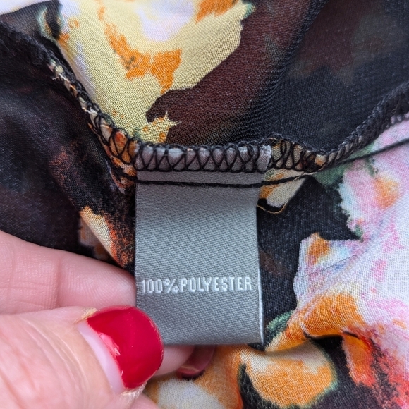 Neiman Marcus Black Boho Floral Sheer Festival Kimono Beach Cover Up Size M - Picture 8 of 9